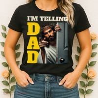 Im Telling Dad Funny Religious Christian Jesus Crown Women's T-Shirt thumb 2