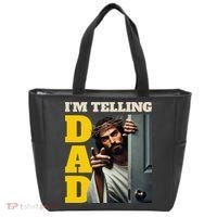 Im Telling Dad Funny Religious Christian Jesus Crown Tote Bag thumb 0