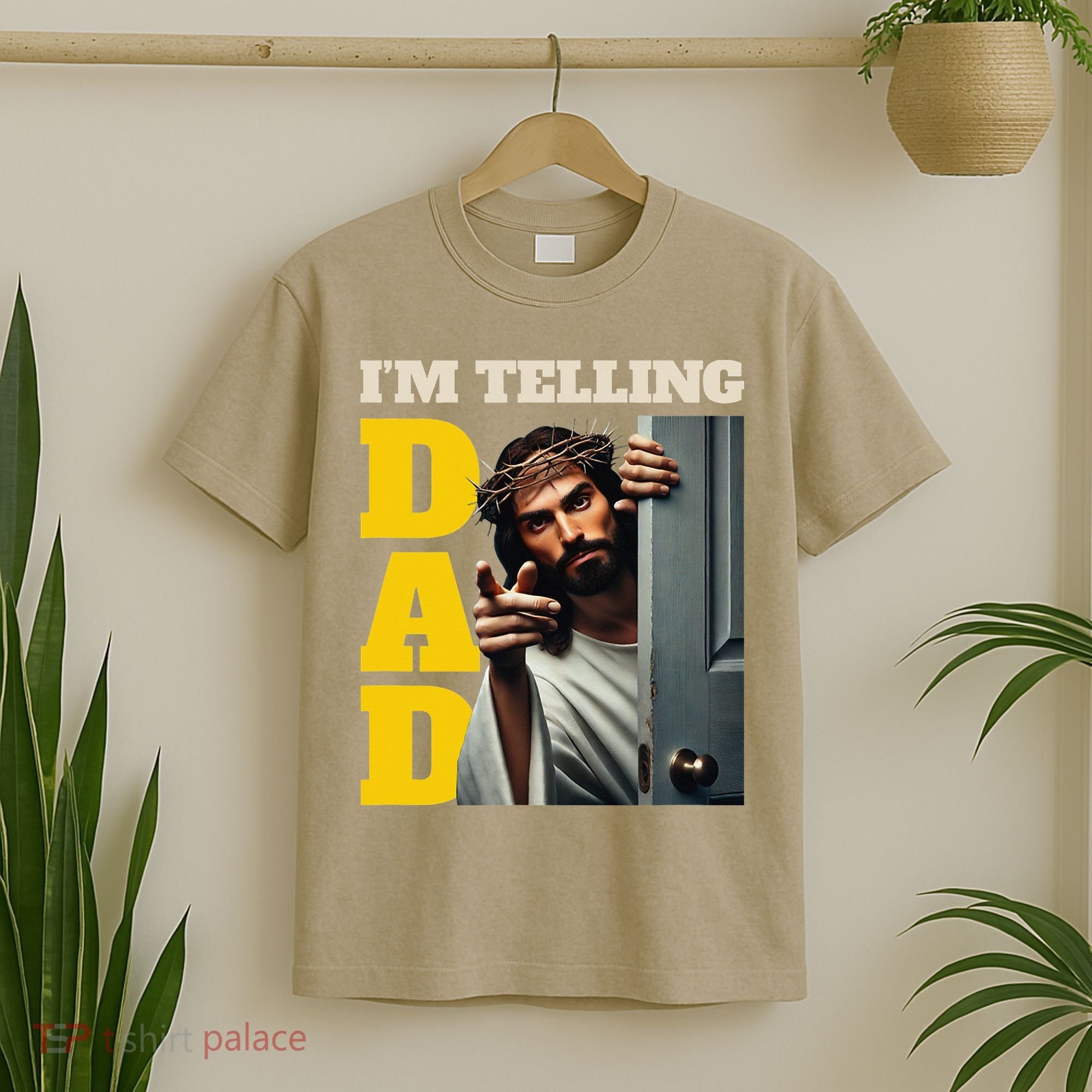 Im Telling Dad Funny Religious Christian Jesus Crown T-Shirt