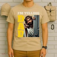 Im Telling Dad Funny Religious Christian Jesus Crown T-Shirt thumb 6