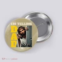 Im Telling Dad Funny Religious Christian Jesus Crown Button thumb 0
