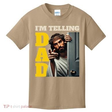 Im Telling Dad Funny Religious Christian Jesus Crown Kids T-Shirt