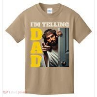 Im Telling Dad Funny Religious Christian Jesus Crown Kids T-Shirt thumb 0