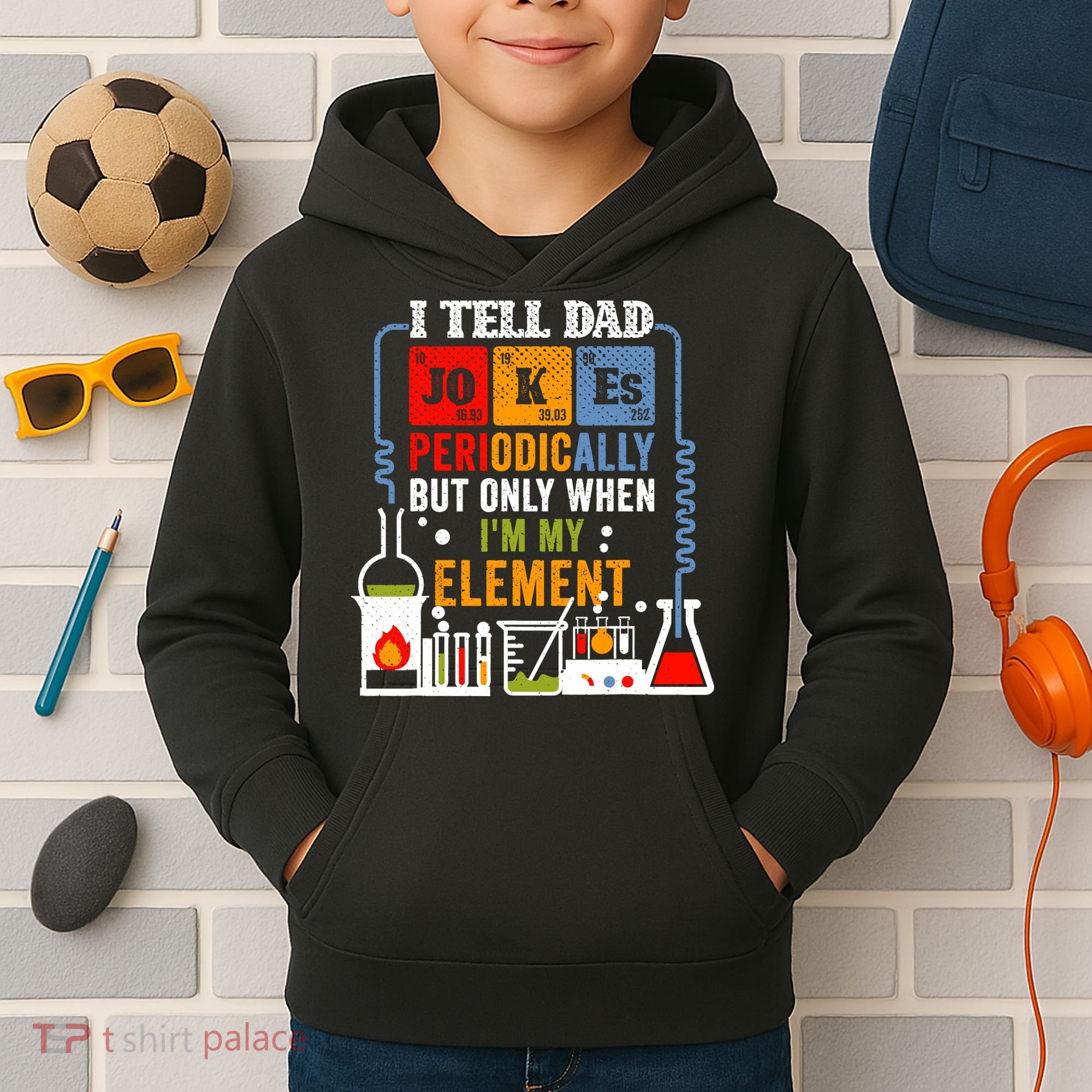 I Tell Dad Jokes Periodically Fathers Day Chemistry Lovers Kids Hoodie