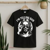 Im Telling Dad Funny Religious Christian Jesus Meme T-Shirt thumb 2