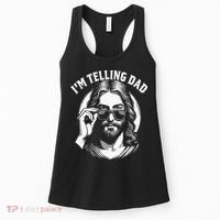 Im Telling Dad Funny Religious Christian Jesus Meme Women's Tank Top thumb 0