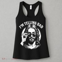 Im Telling Dad Funny Religious Christian Jesus Meme Women's Tank Top thumb 3