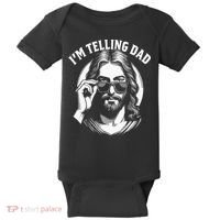 Im Telling Dad Funny Religious Christian Jesus Meme Baby Bodysuit thumb 0
