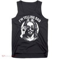 Im Telling Dad Funny Religious Christian Jesus Meme Tank Top thumb 0