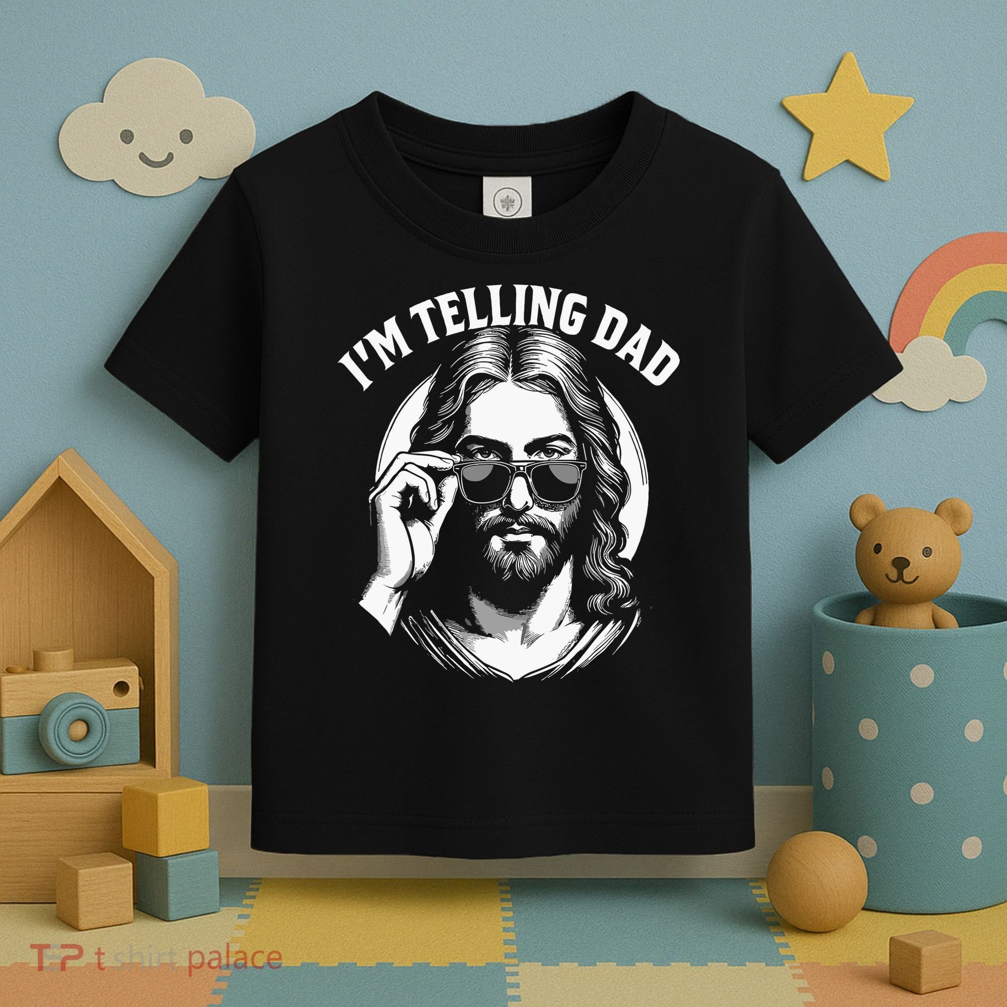 Im Telling Dad Funny Religious Christian Jesus Meme Toddler T-Shirt