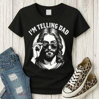 Im Telling Dad Funny Religious Christian Jesus Meme Women's T-Shirt thumb 3