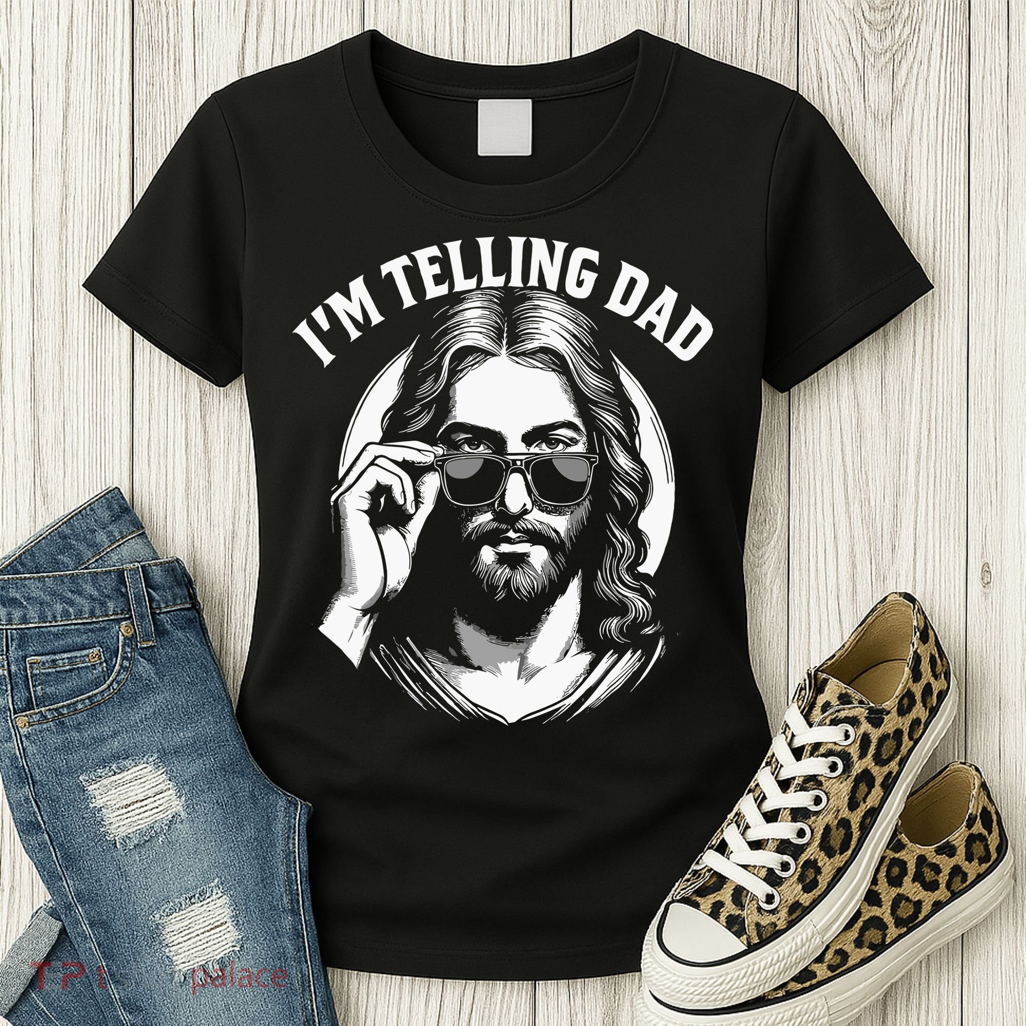 Im Telling Dad Funny Religious Christian Jesus Meme Women's T-Shirt