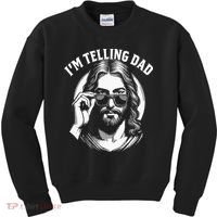 Im Telling Dad Funny Religious Christian Jesus Meme Kids Sweatshirt thumb 0
