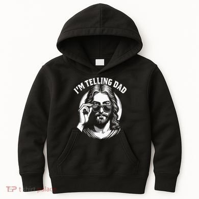 Im Telling Dad Funny Religious Christian Jesus Meme Kids Hoodie