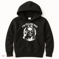 Im Telling Dad Funny Religious Christian Jesus Meme Kids Hoodie thumb 0