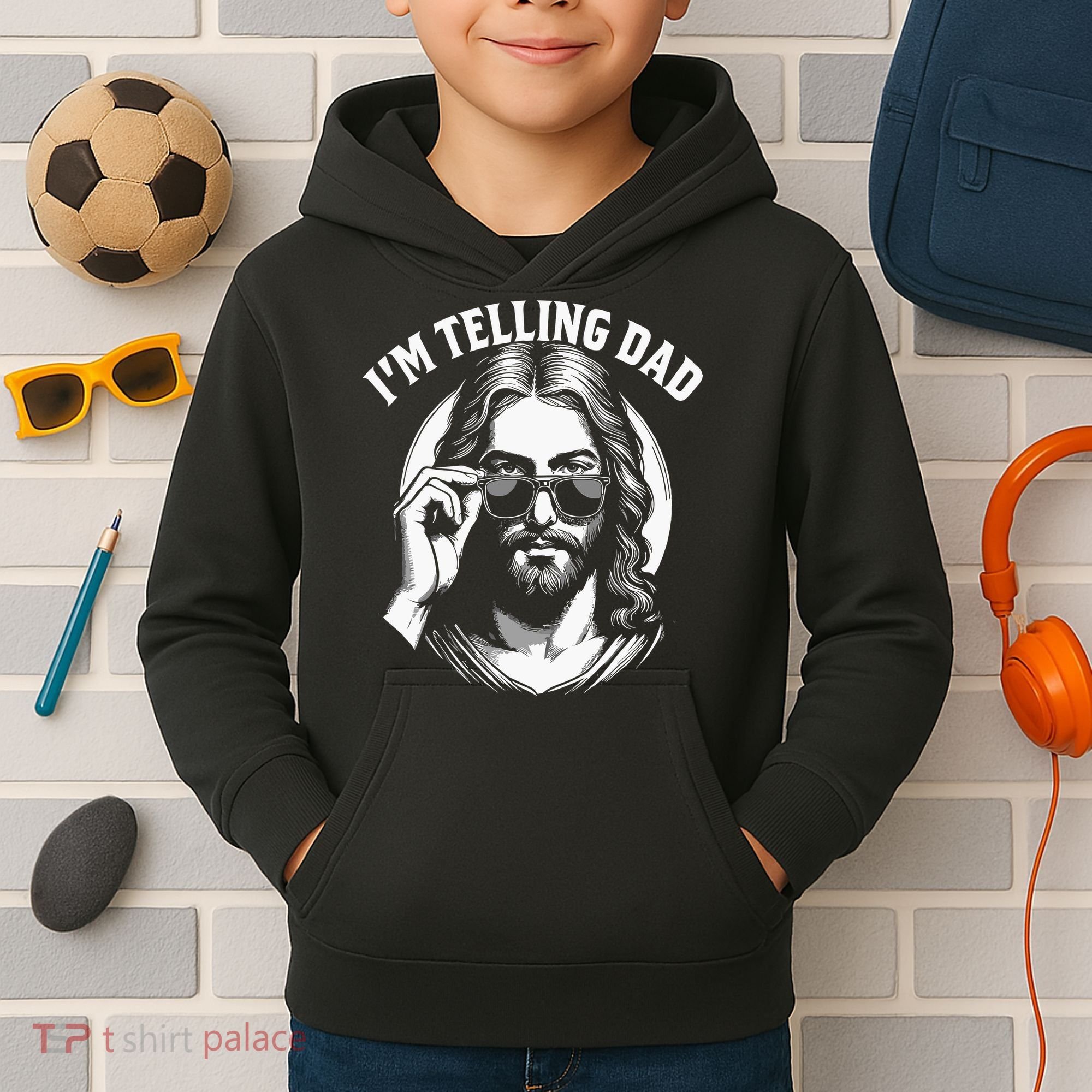 Im Telling Dad Funny Religious Christian Jesus Meme Kids Hoodie