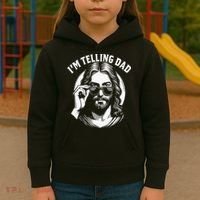 Im Telling Dad Funny Religious Christian Jesus Meme Kids Hoodie thumb 3