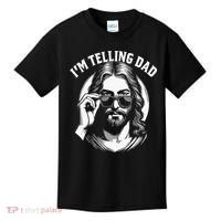 Im Telling Dad Funny Religious Christian Jesus Meme Kids T-Shirt thumb 0