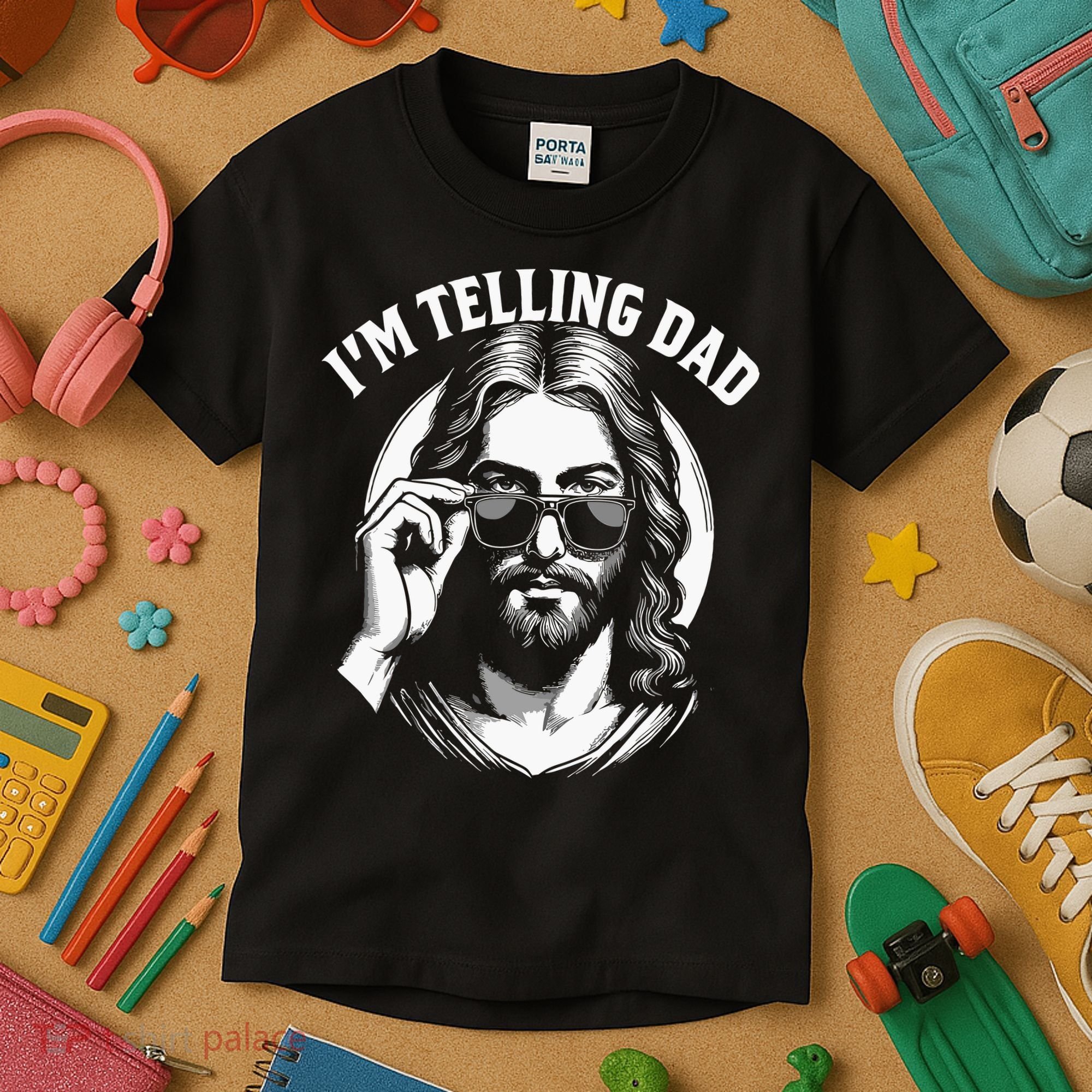 Im Telling Dad Funny Religious Christian Jesus Meme Kids T-Shirt