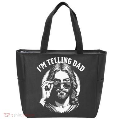 Im Telling Dad Funny Religious Christian Jesus Meme Tote Bag