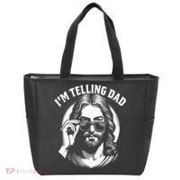 Im Telling Dad Funny Religious Christian Jesus Meme Tote Bag thumb 0