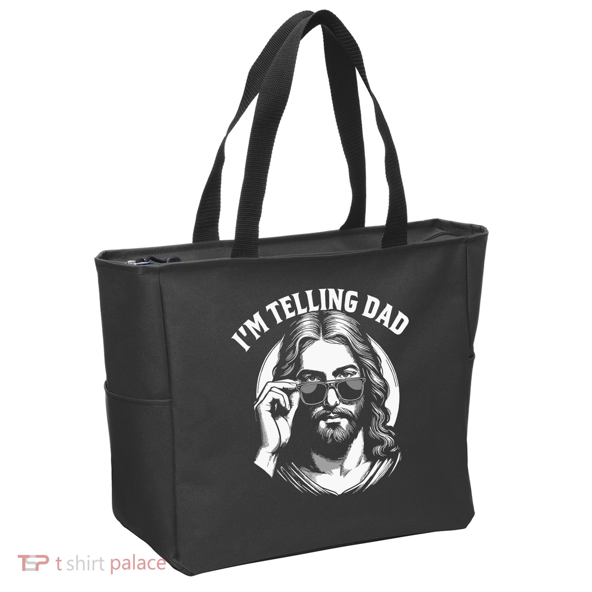 Im Telling Dad Funny Religious Christian Jesus Meme Tote Bag