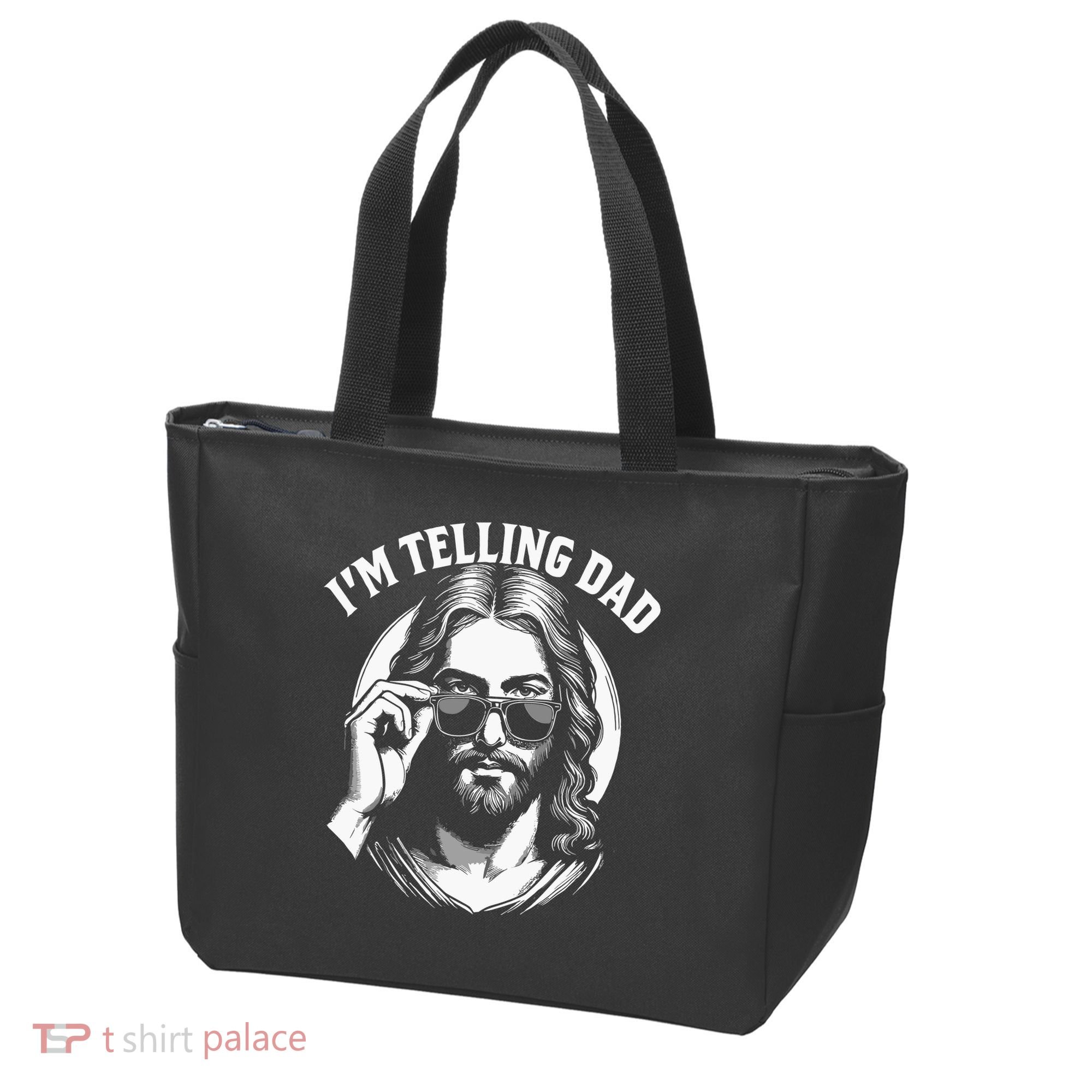 Im Telling Dad Funny Religious Christian Jesus Meme Tote Bag