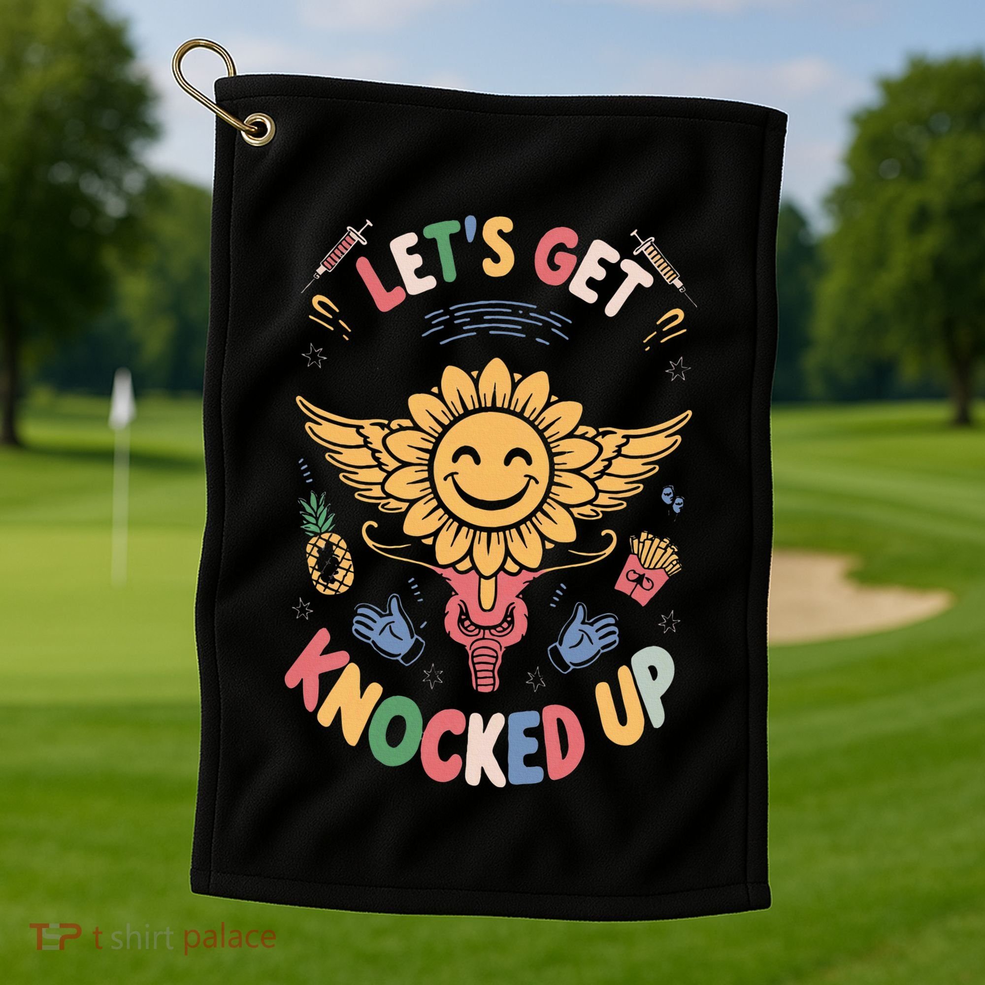 Ivf Transfer Day Infertility LetS Get That Knocked Up Golf Towel