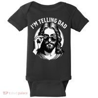 IM Telling Dad Funny Religious Christian Jesus Meme Baby Bodysuit thumb 0