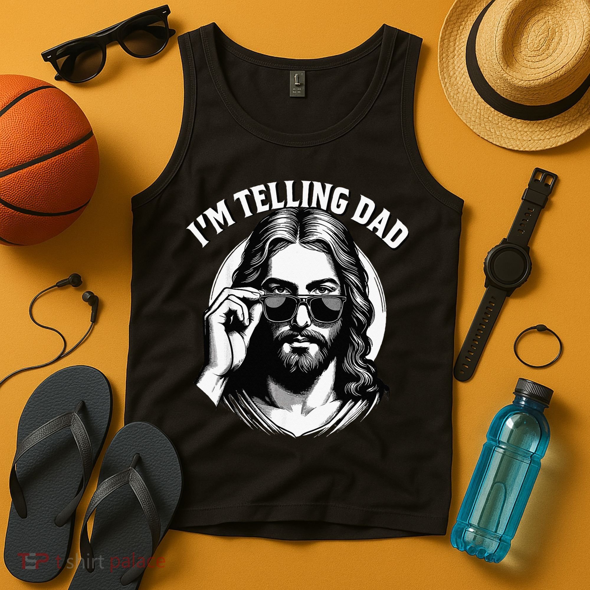 IM Telling Dad Funny Religious Christian Jesus Meme Tank Top