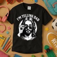 IM Telling Dad Funny Religious Christian Jesus Meme Kids T-Shirt thumb 3