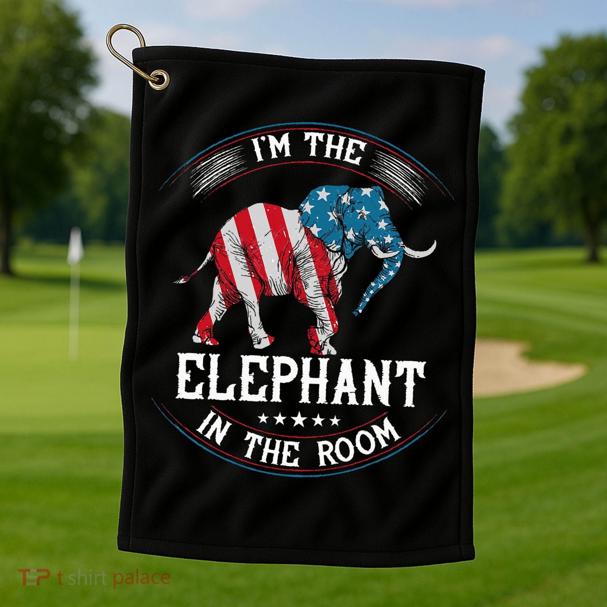 Im The Elephant In The Room Republica Conservative Golf Towel