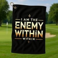 I´M The Enemy Within Bold Motivational Statement Golf Towel thumb 1