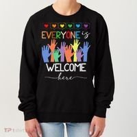 Idaho Teacher Everyone Is Welcome Here Fist Hand Support Women's Sweatshirt thumb 0