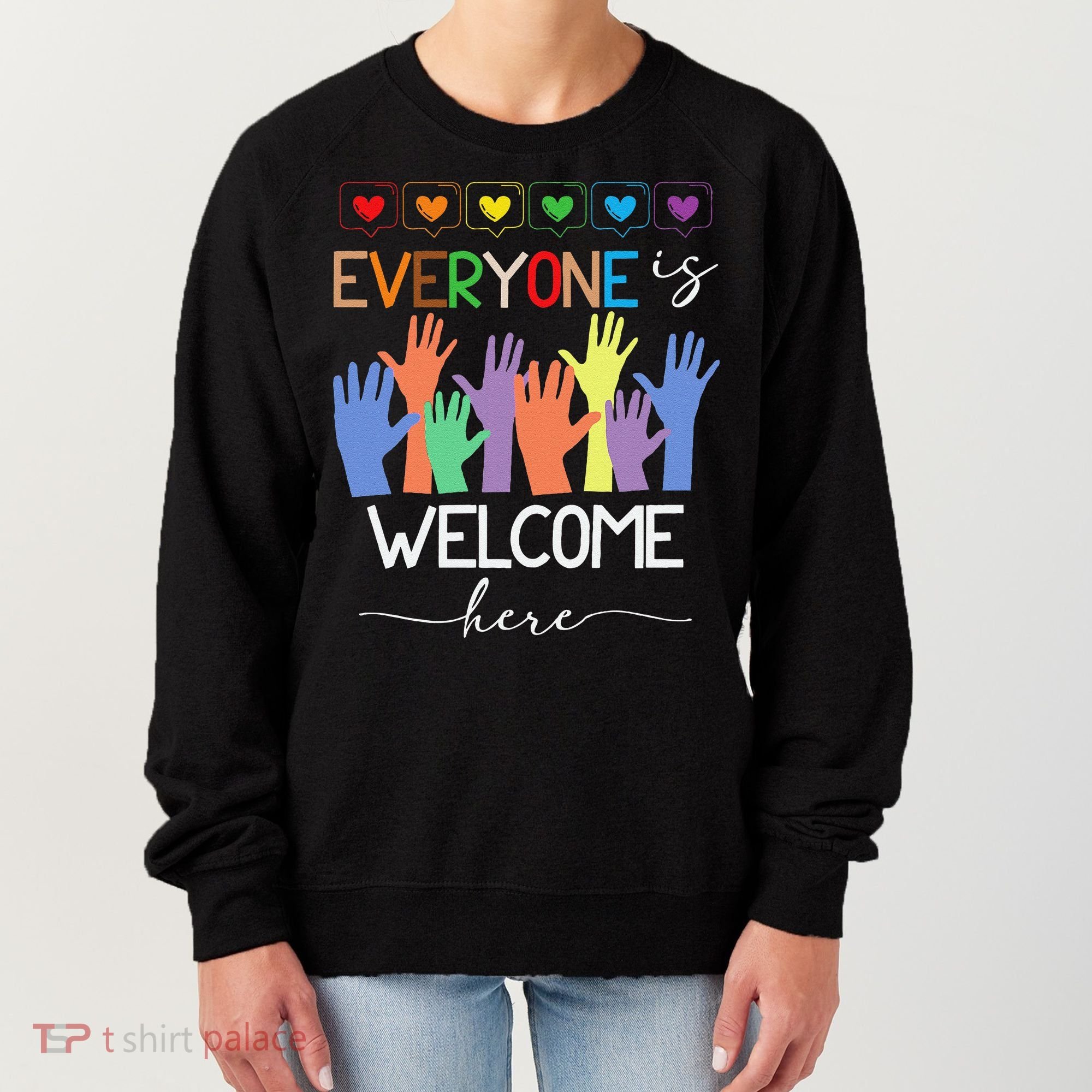Idaho Teacher Everyone Is Welcome Here Fist Hand Support Women's Sweatshirt