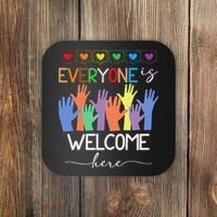 Idaho Teacher Everyone Is Welcome Here Fist Hand Support Coaster thumb 0