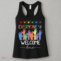 Idaho Teacher Everyone Is Welcome Here Fist Hand Support Women's Tank Top thumb 3
