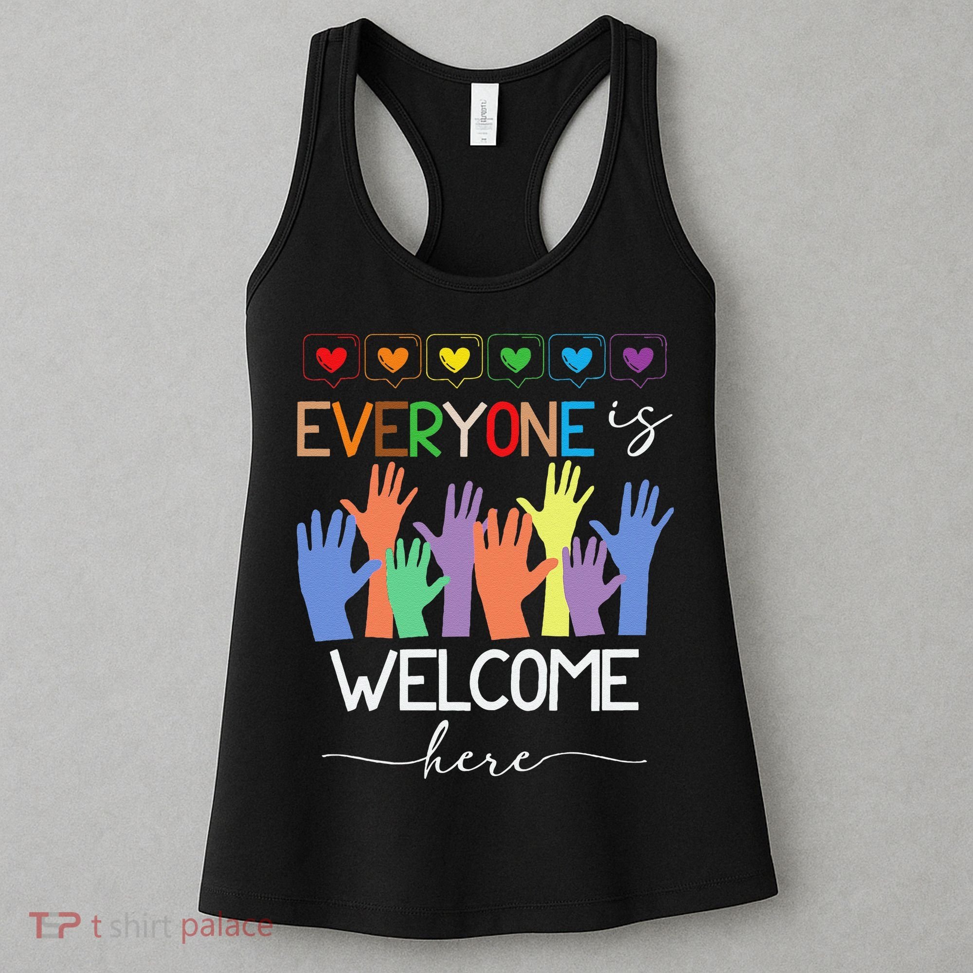 Idaho Teacher Everyone Is Welcome Here Fist Hand Support Women's Tank Top