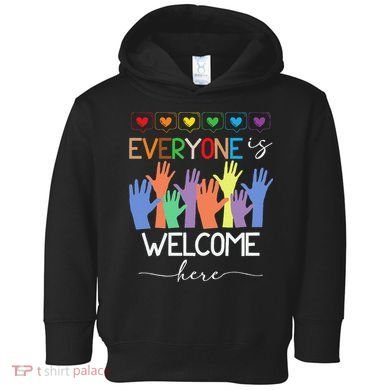 Idaho Teacher Everyone Is Welcome Here Fist Hand Support Toddler Hoodie