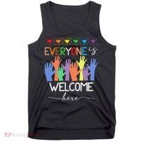 Idaho Teacher Everyone Is Welcome Here Fist Hand Support Tank Top thumb 0