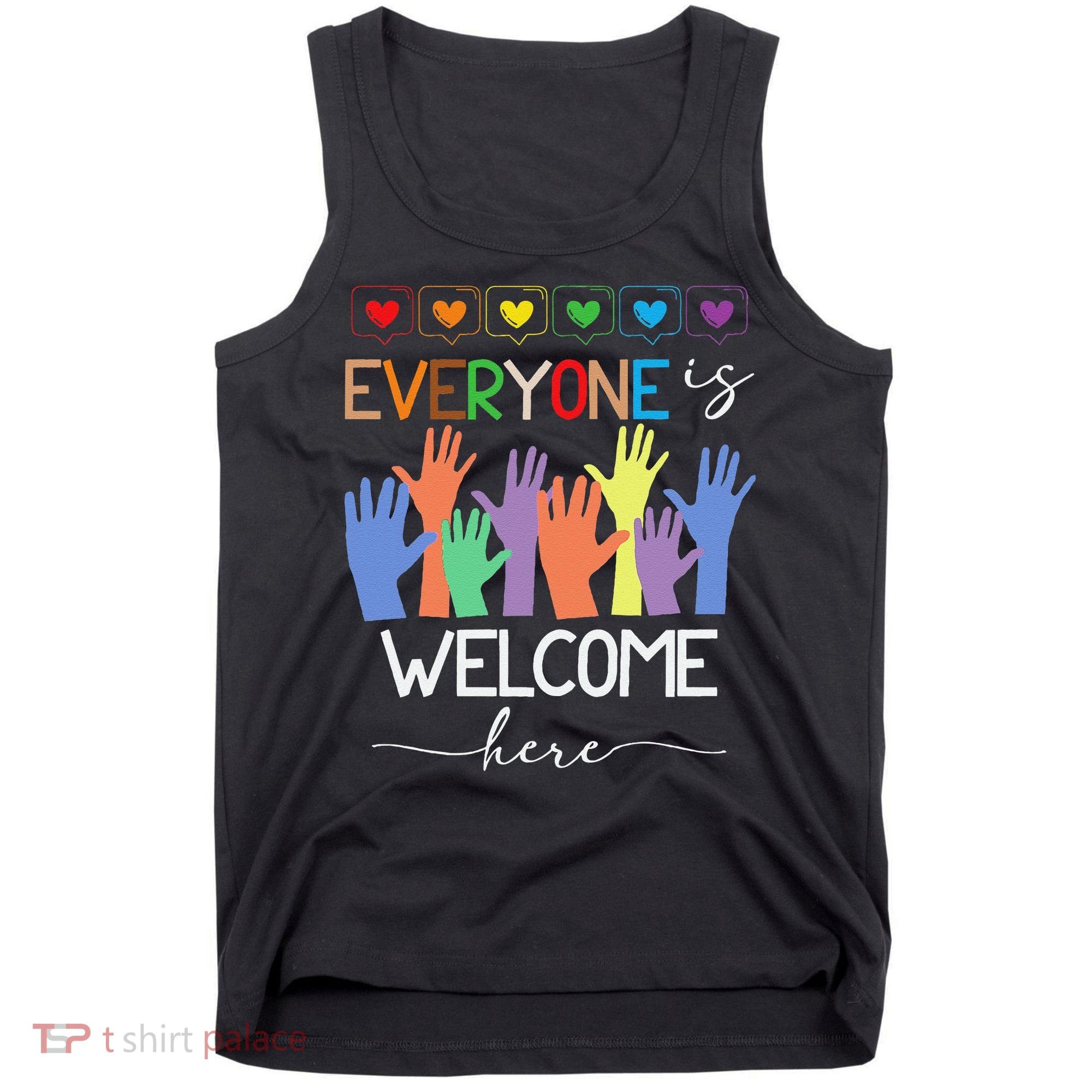 Idaho Teacher Everyone Is Welcome Here Fist Hand Support Tank Top