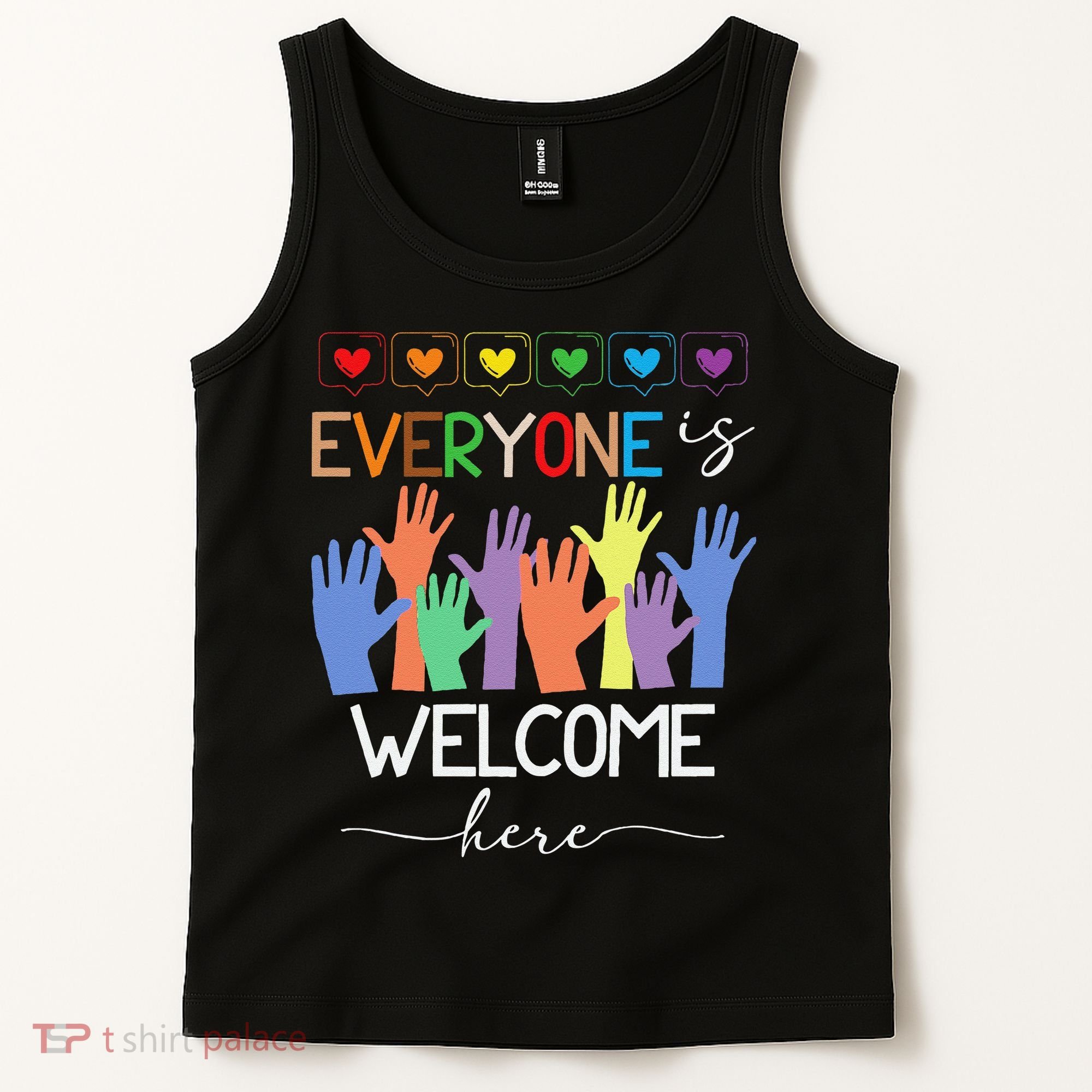 Idaho Teacher Everyone Is Welcome Here Fist Hand Support Tank Top