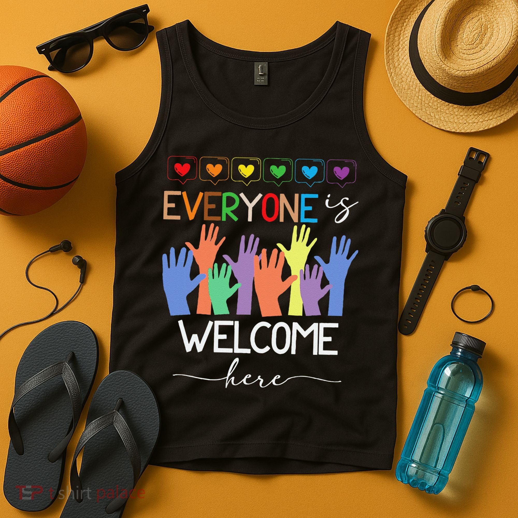 Idaho Teacher Everyone Is Welcome Here Fist Hand Support Tank Top
