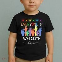 Idaho Teacher Everyone Is Welcome Here Fist Hand Support Toddler T-Shirt thumb 2