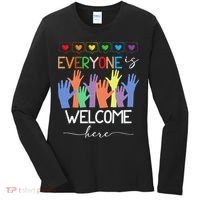 Idaho Teacher Everyone Is Welcome Here Fist Hand Support Women's Long Sleeve Shirt thumb 0