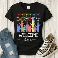 Idaho Teacher Everyone Is Welcome Here Fist Hand Support Women's T-Shirt thumb 3