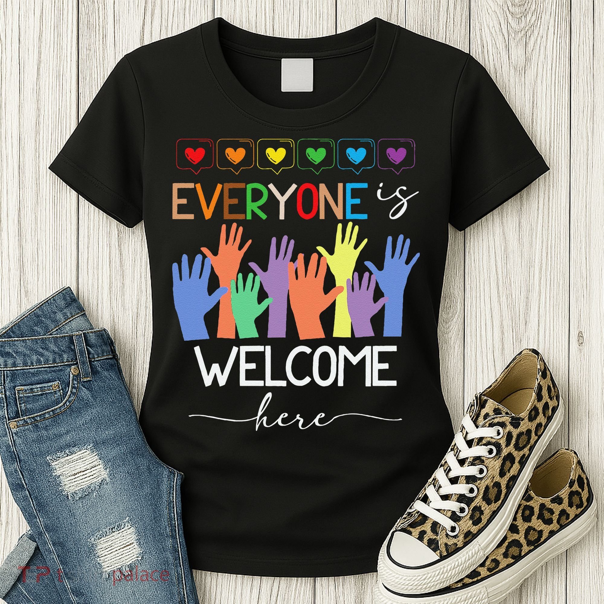 Idaho Teacher Everyone Is Welcome Here Fist Hand Support Women's T-Shirt