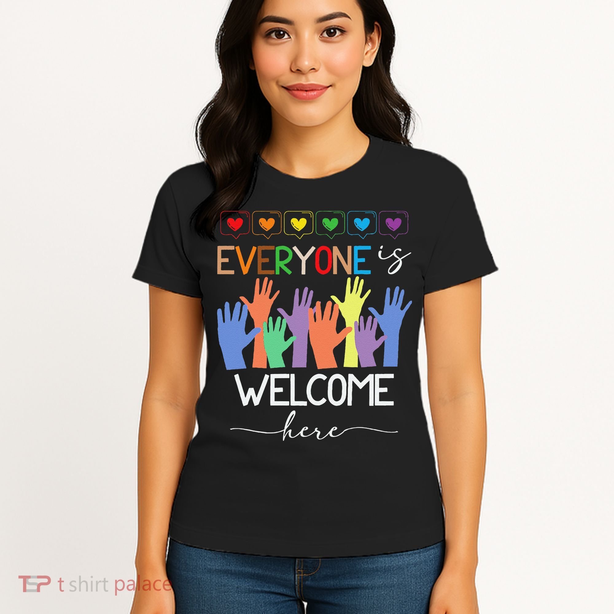 Idaho Teacher Everyone Is Welcome Here Fist Hand Support Women's T-Shirt