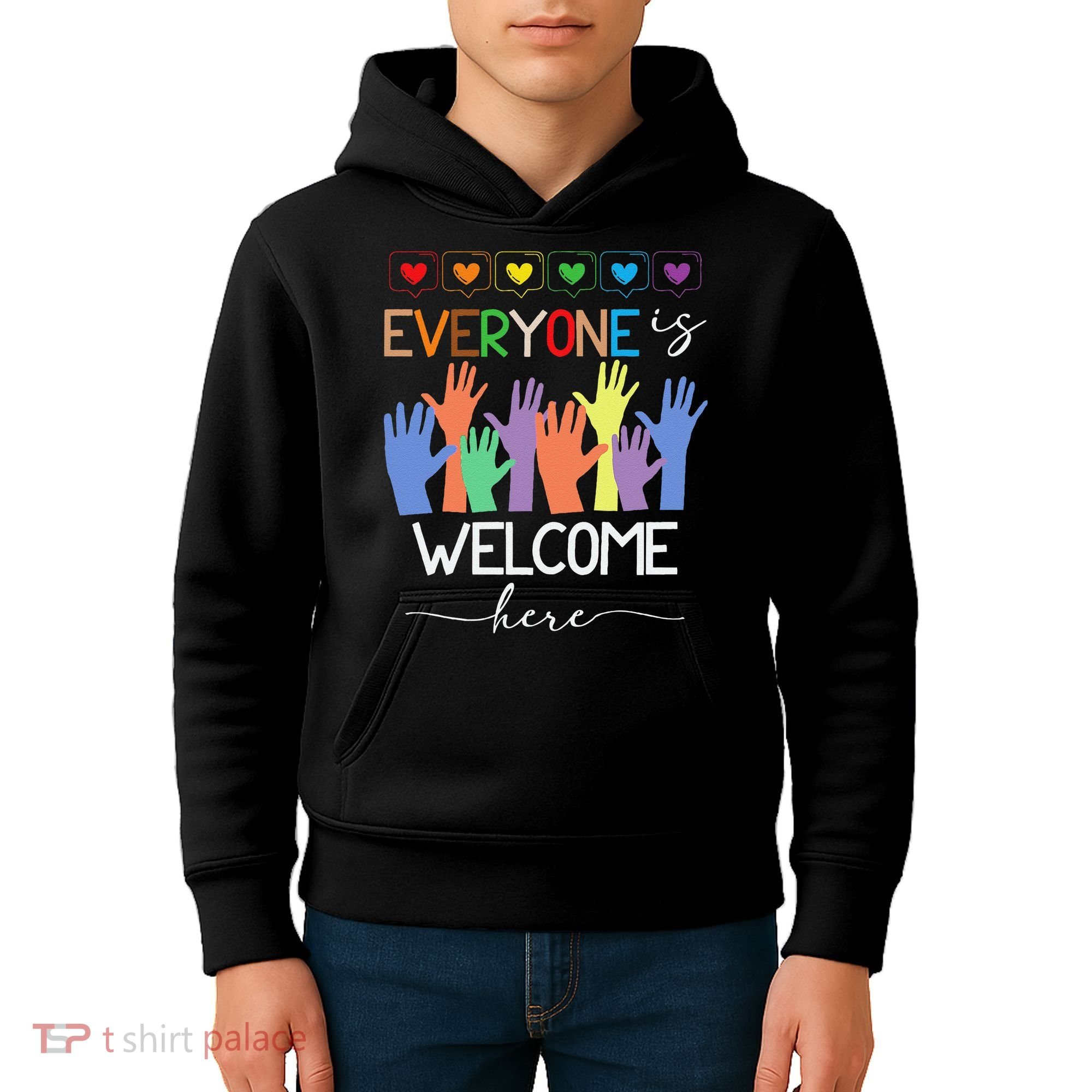 Idaho Teacher Everyone Is Welcome Here Fist Hand Support Kids Hoodie