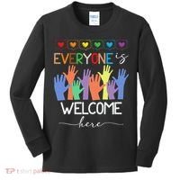 Idaho Teacher Everyone Is Welcome Here Fist Hand Support Kids Long Sleeve Shirt thumb 0